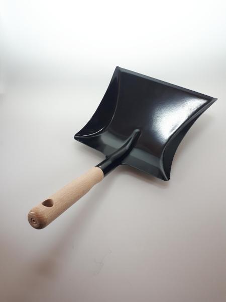Kehrschaufel Metall schwarz mit Holzgriff